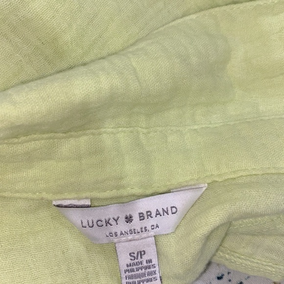 LUCKY Brand lime green cotton button down top size small - Picture 6 of 6